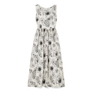 Co. Collection Floral Embroidered Midi Dress - Cream/Black - Size XS